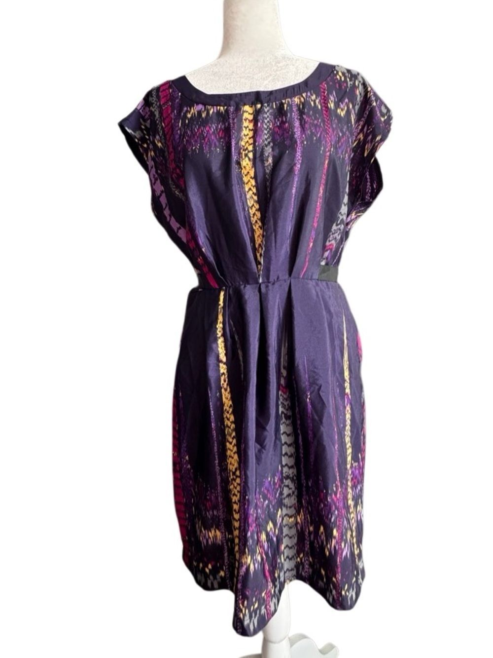 BeBop Mini Dress Purple Ikat Print Casual Boho Artsy SZ XL